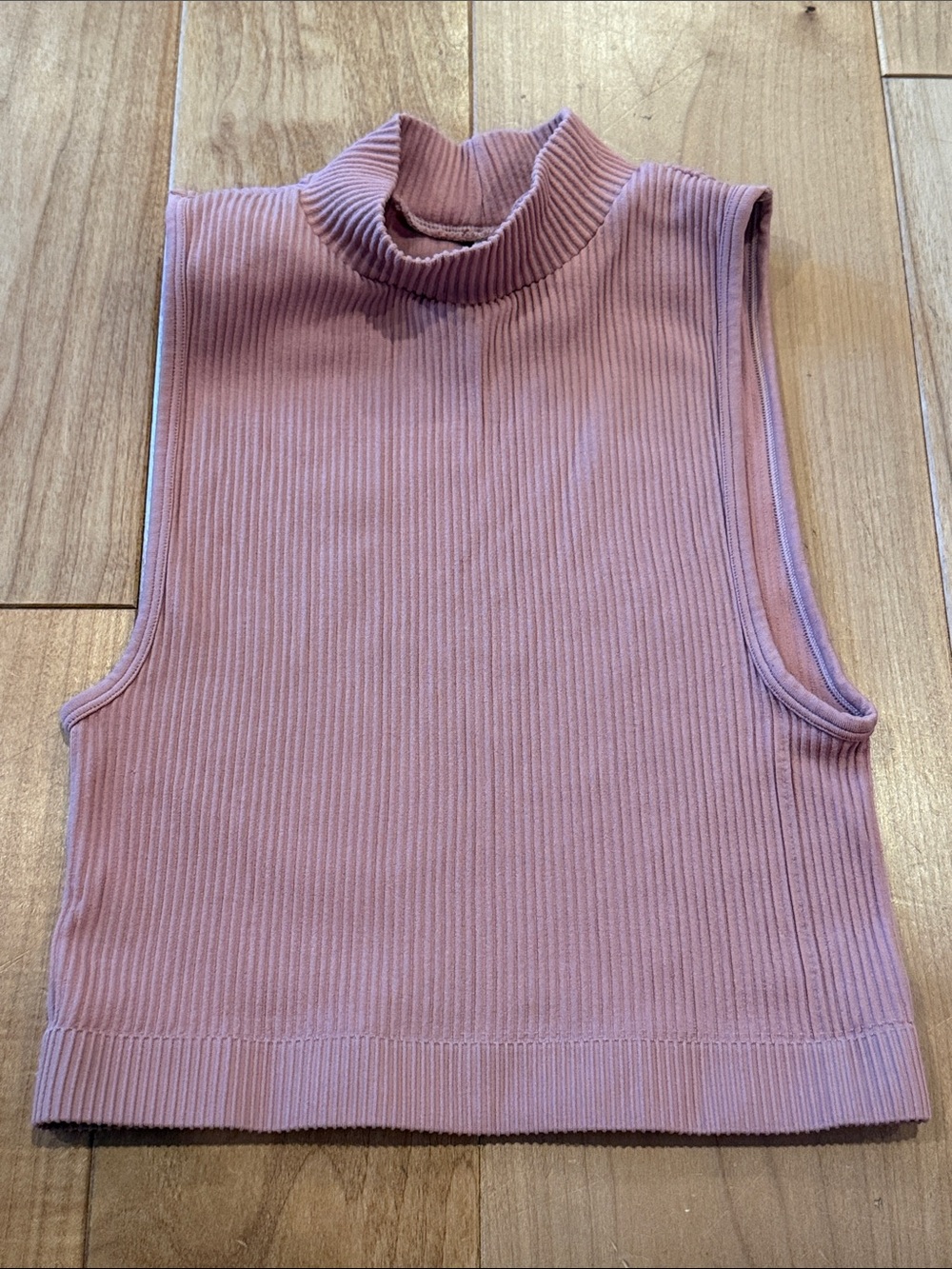 Babaton Sleeveless Ribbed Mock Neck Crop Top - Mauve Pink